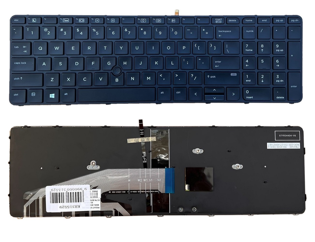 Klaviatūra HP: Probook 650 G2/G3, 655 G2/G3 su pašvietimu