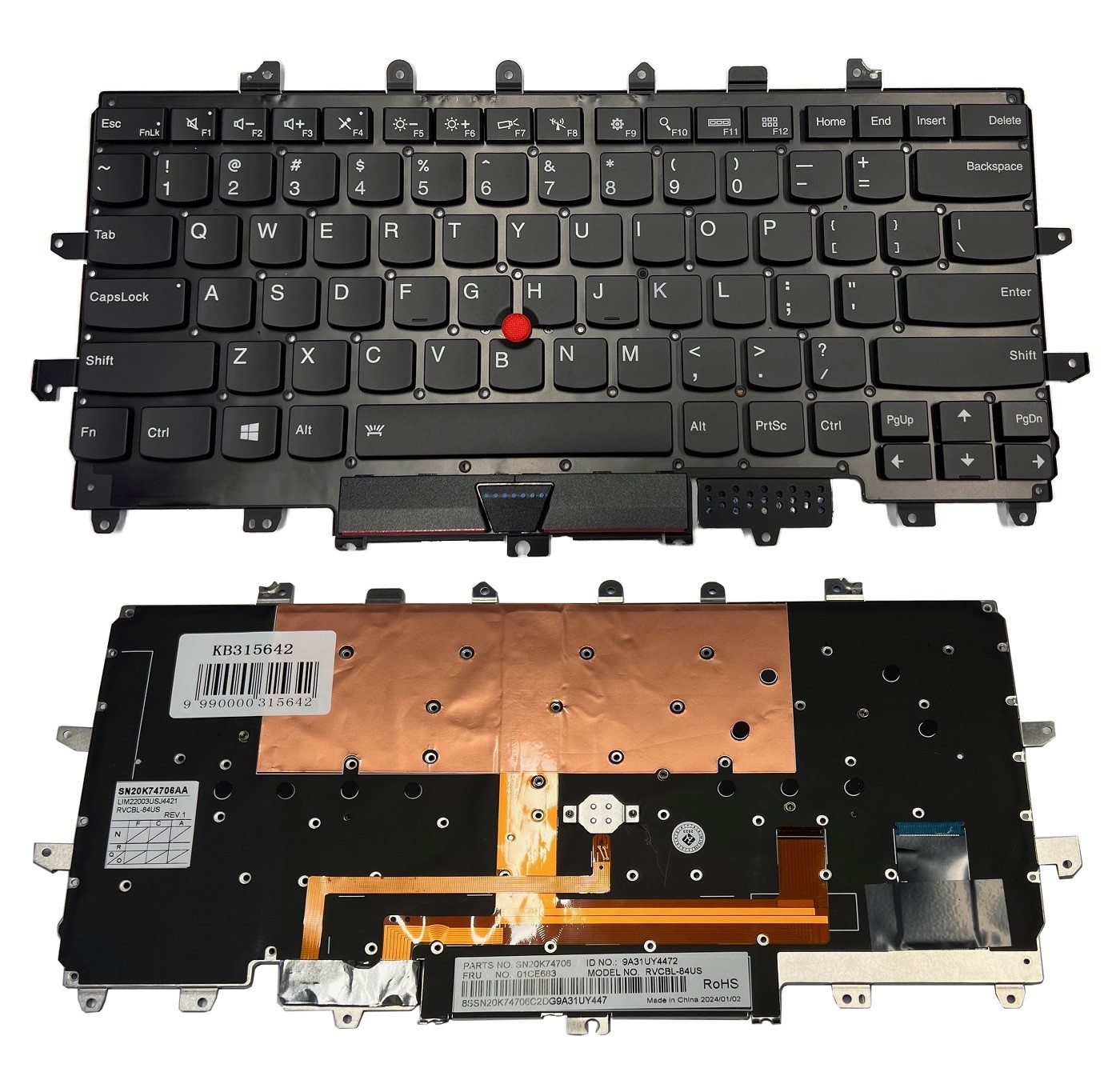 Klaviatūra LENOVO X1 Carbon Gen 4, su pašvietimu, su trackpoint, US