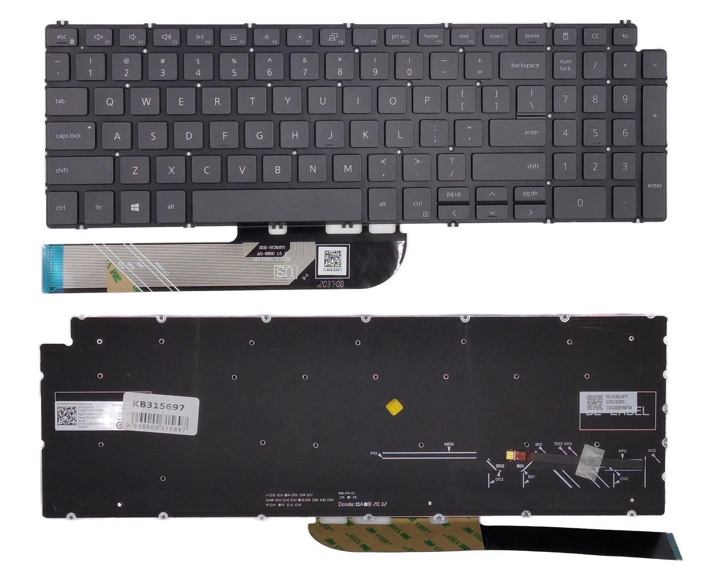 Klaviatūra  DELL Inspiron 5584, 5590, 5593, 5594, 5598 su pašvietimu