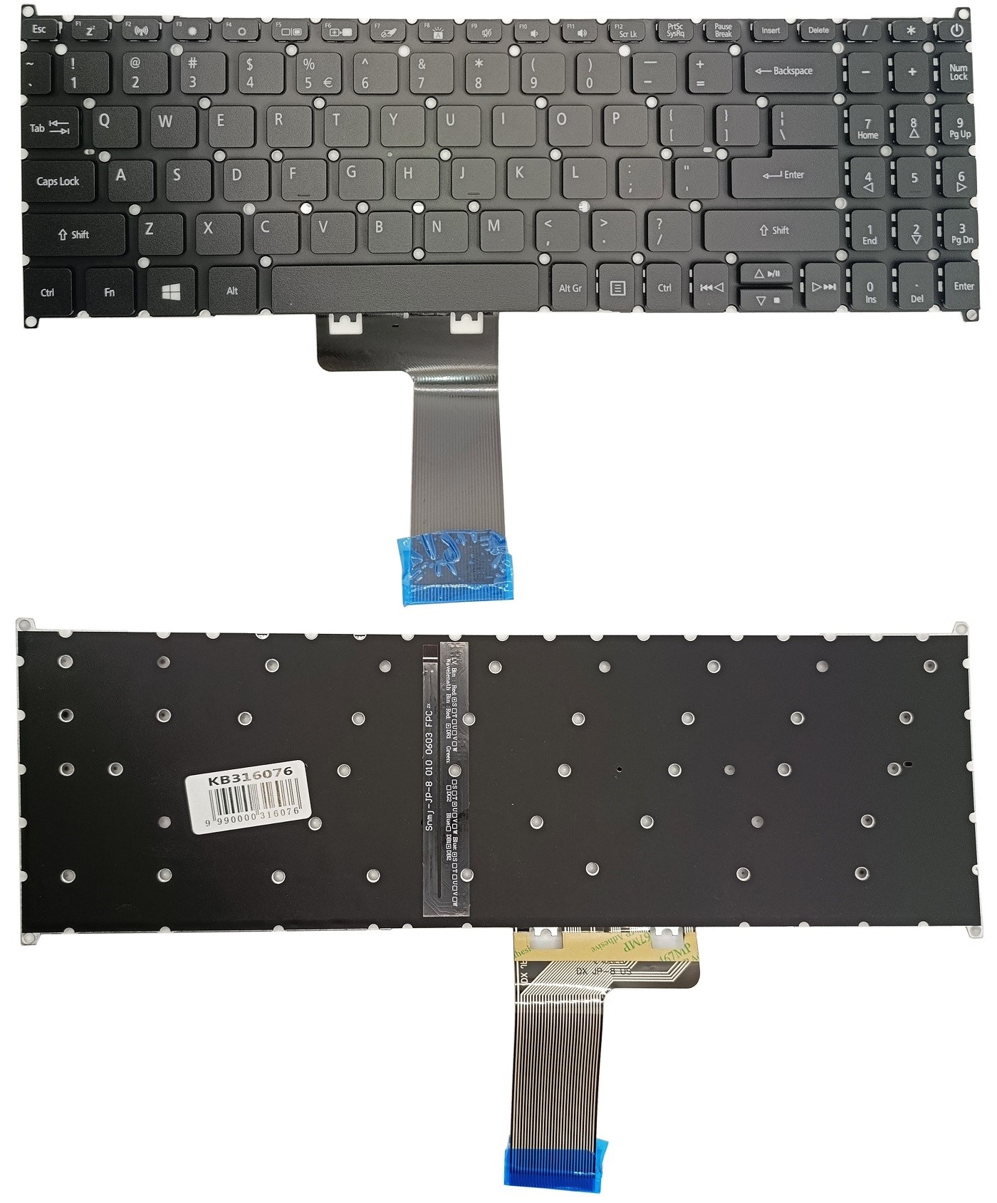 Klaviatūra ACER: Aspire 3 A315-23, su pašvietimu