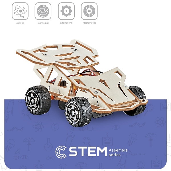 Wooden Assembly Kit Four-Wheel Drive Racing Car, STEM Educational Toy