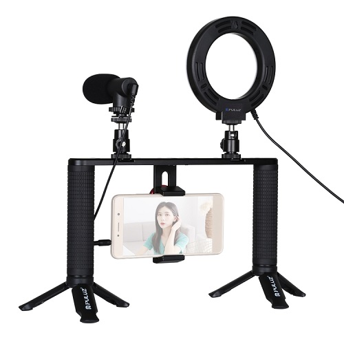 Blogging Smartphone Video Rig (LED Ring Light, Tripod Mount, Phone Holder, Mic)
